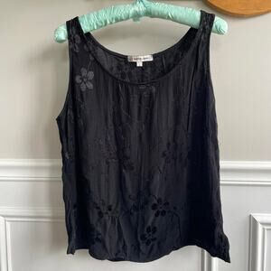 Y2k black floral tank top